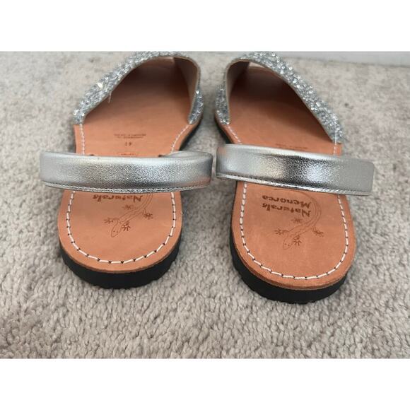 Naturals Menorca Glitter Leather Slingback Sandals Silver Womens Size 41 / US 11 - Picture 8 of 10